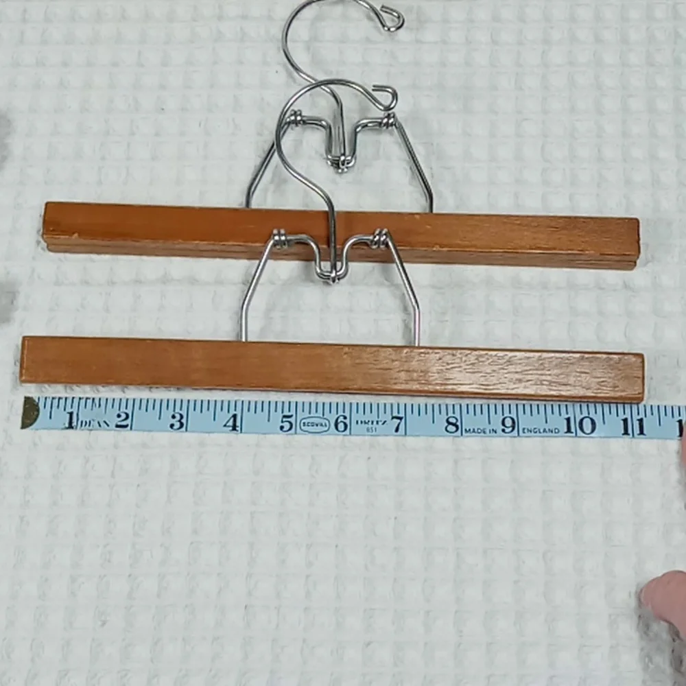 Lot of 11 Vintage Wooden Pants/Skirt Clamp Hangers Various Lengths